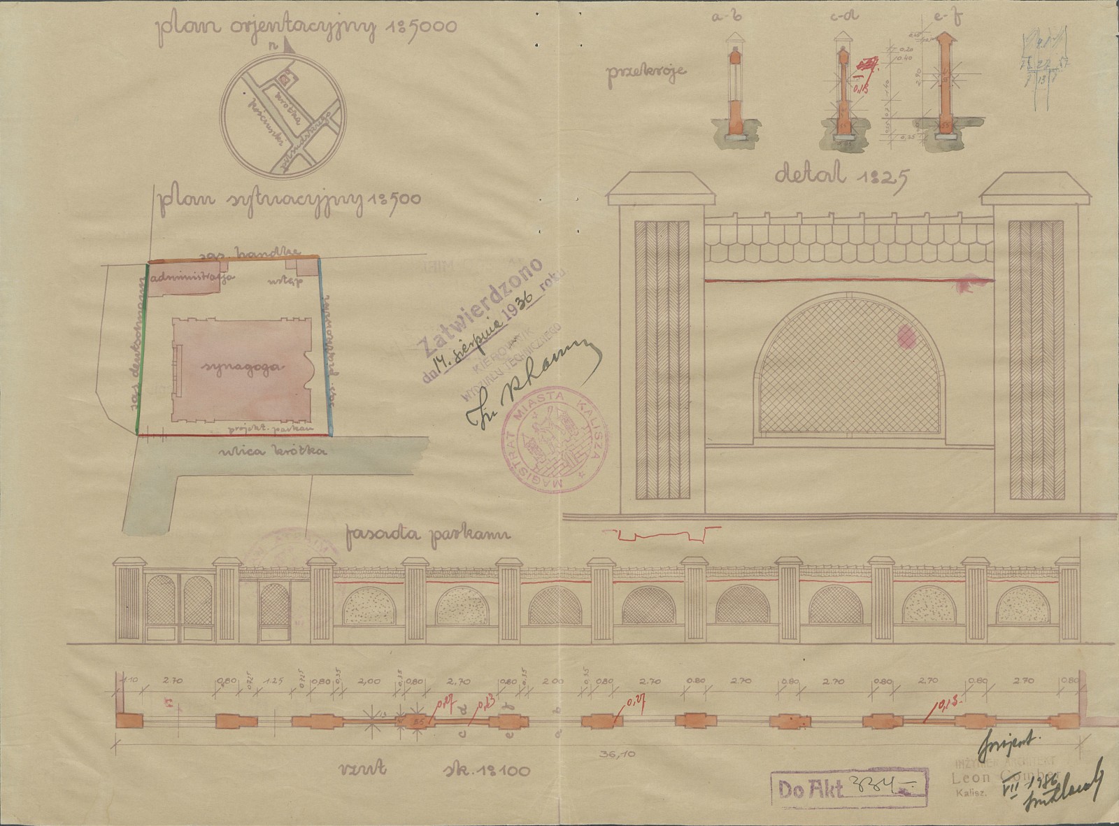 9 Projekt ogrodzenia Synagoga Reformowana 1396 rok. Akta m. Kalisz Archiwum Państwowe w Kaliszu.jpg [1.55 MB]